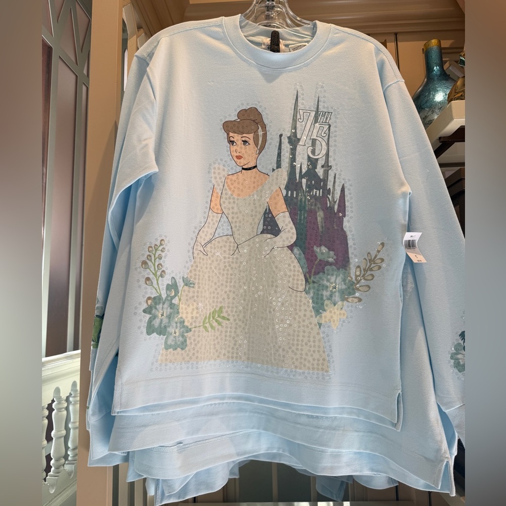 Disney Parks Cinderella 75th Anniversary Once Upon a Time Sequin Sweatshirt